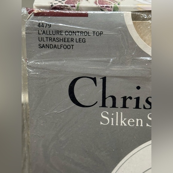 Vintage 1980s Christian Dior L’Allure Silken Sheer Control Top Pantyhose Green - Picture 4 of 5